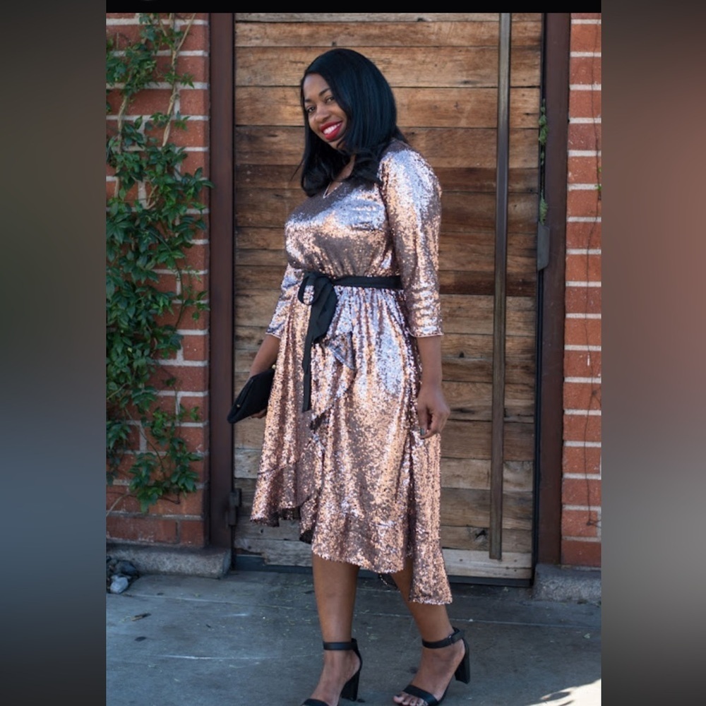 NWT lane bryant 3/4 sleeve sequins wrap dress 18/20
